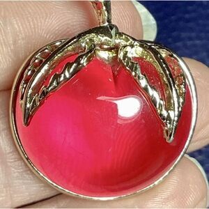 Vintage SARAH COVENTRY Designer Signed Red Jelly Belly Cherry Apple Brooch Pin